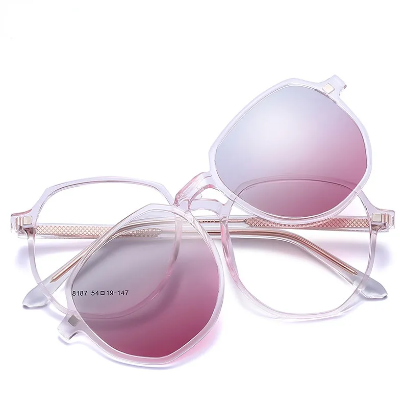 Fashion Geometric White Clip On Sunglasses for Women